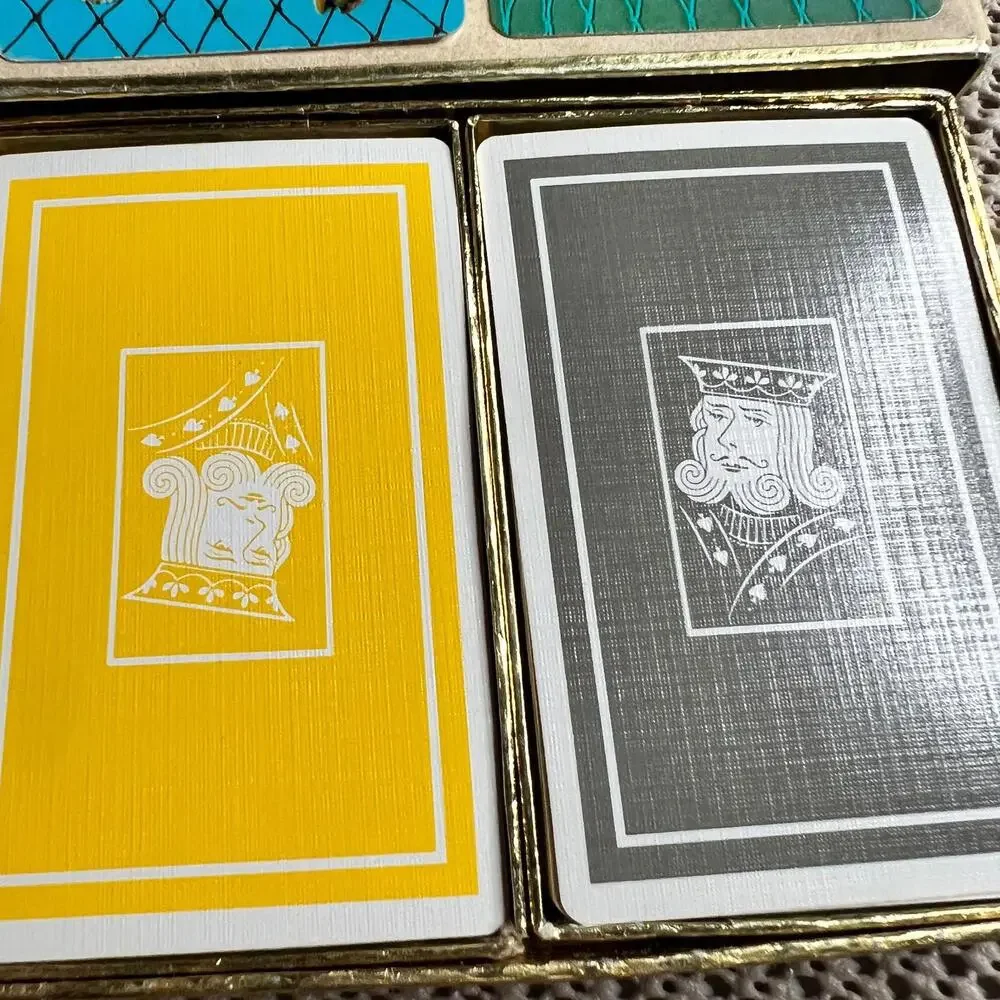 Vintage Congress Playing Cards Double Deck Seashell Case Cel U Tone Finish‎